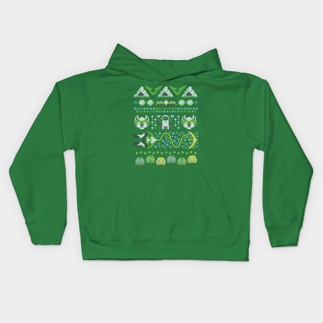 Pidge Ugly Holiday Sweater Kids Hoodie by Soft Biology